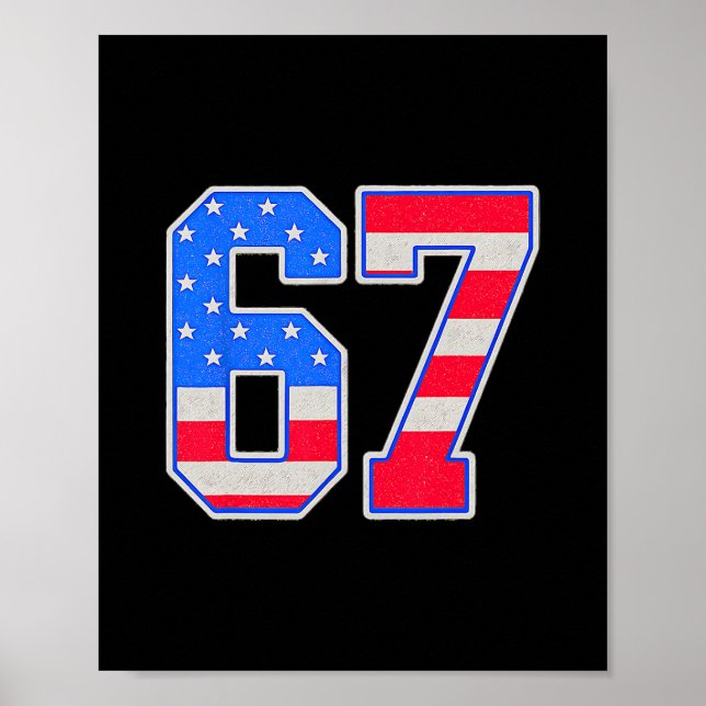Poster Meme Bandeira Americana 67 Seis Sete (Frente)