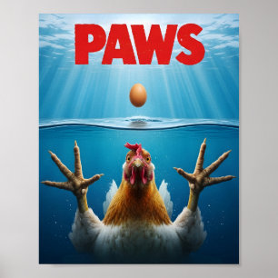 Poster Meme de Frango PAWS – Humor de Aves Inspirado em J