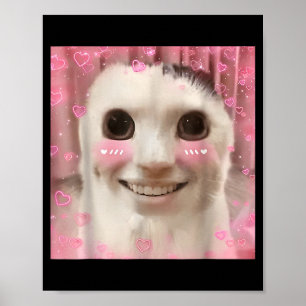 Poster Meme de Gato Ahh Dank Cursed Weirore Engraçado Mem