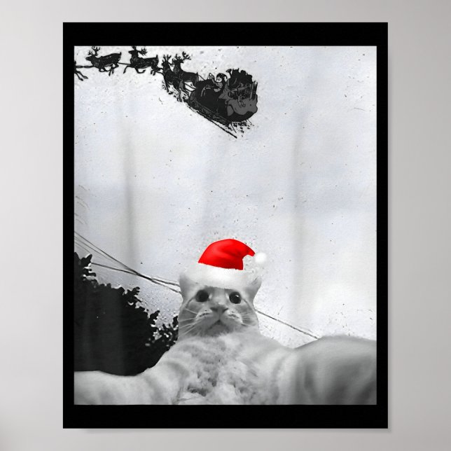 Poster Meme de Gatos Gato Engraçado Selfie Com Chapéu de  (Frente)