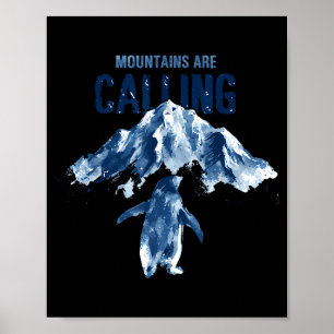Poster Meme de pinguim engraçado as montanhas estão chama