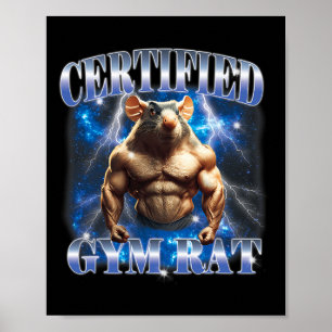 Poster Meme de Rato de Academia Certificado Fitness Muscu