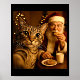 Poster Meme de selfie de gato de Natal engraçado com Papa