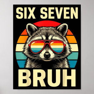 Poster Meme de Sungles de Guaxinim Bruh Seis Sete Retro L