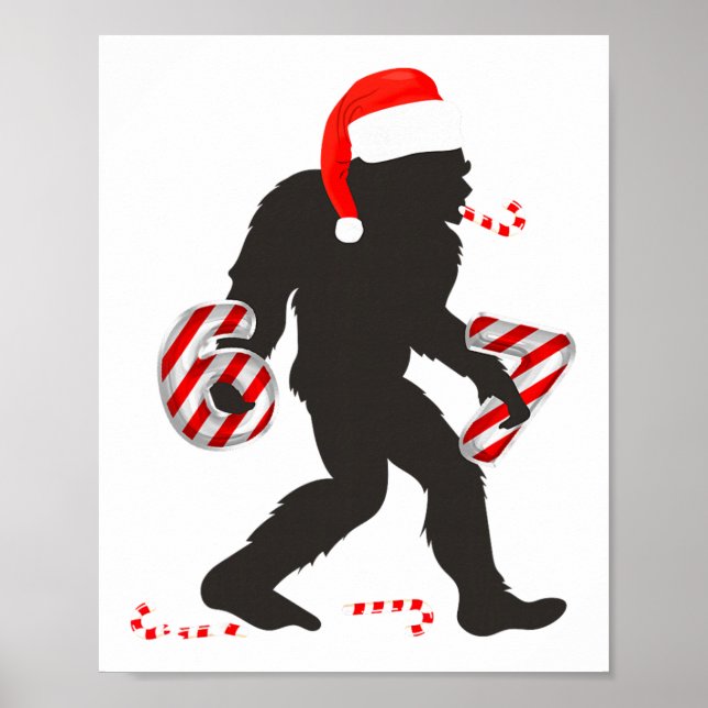 Poster Meme Divertido 67 Com Pé Grande E Canudos De Natal (Frente)