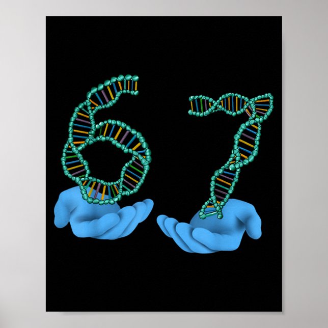 Poster Meme Divertido Número 67 Dna Replicação Ciência Mo (Frente)