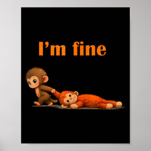 Poster Meme do macaco socando o animal de pelúcia abraçad