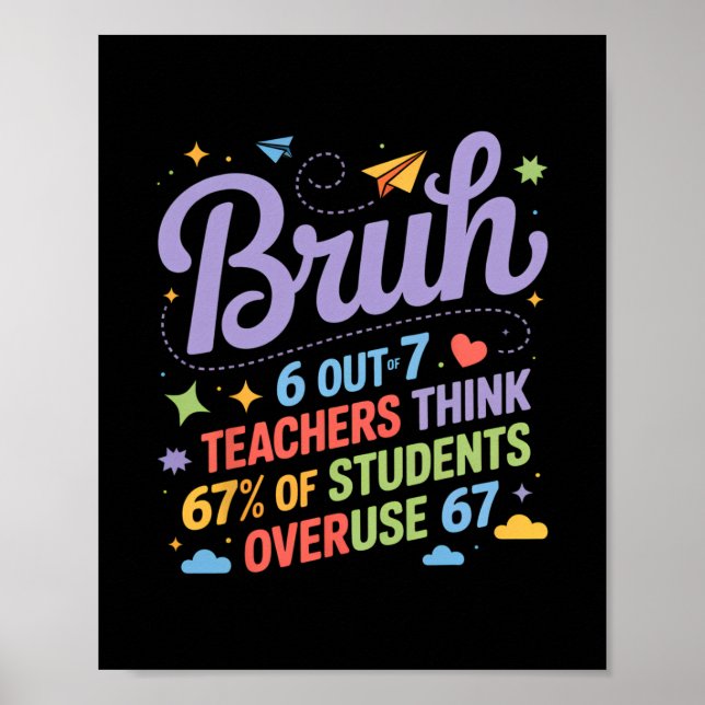 Poster Meme dos Professores Bruh 67 Citação Divertida da  (Frente)