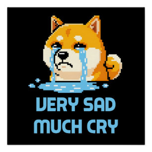 Pôster Meme engraçado de pixel art do cachorro Shiba Inu