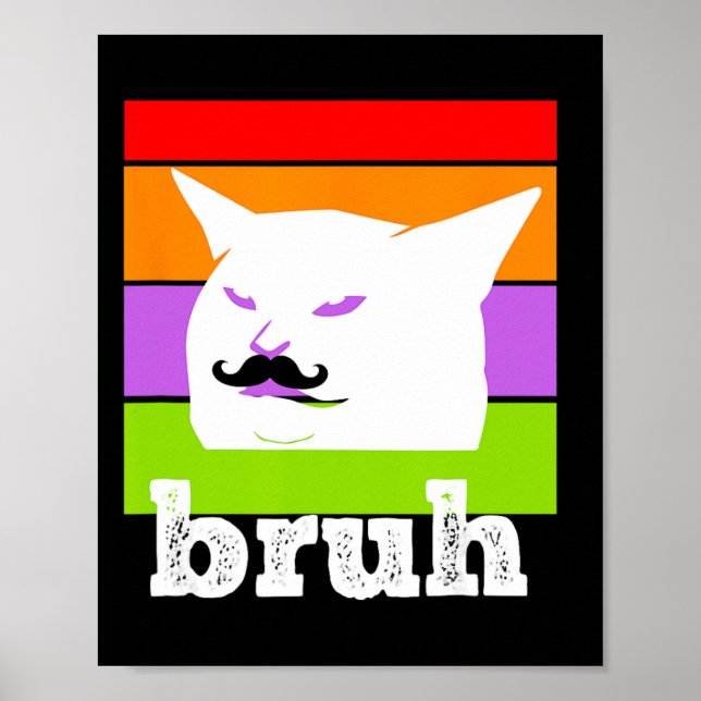 Poster Meme Engraçado Dizendo Bruh com Cat-cinco De Mayo- (Frente)