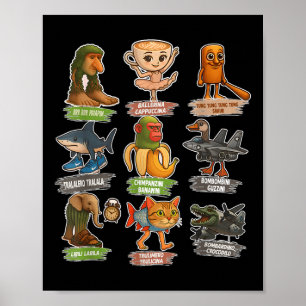Poster Meme engraçado do cérebro italiano retrô Todos os
