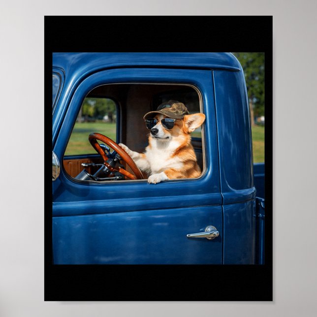 Poster Meme engraçado do corgi cachorro humorístico dirig (Frente)