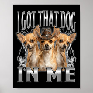 Poster Meme engraçado do cowboy chihuahua com aquele cach