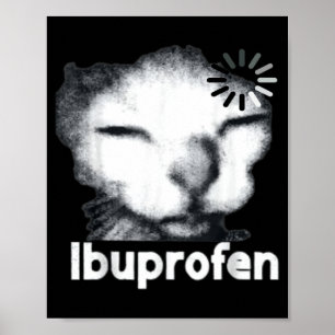 Poster Meme engraçado do gato Ibuprofeno com felino feio