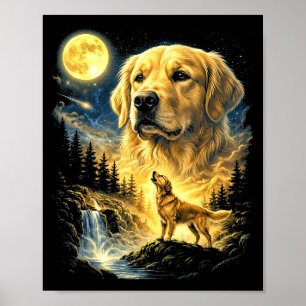 Poster Meme engraçado do golden retriever uivando para a