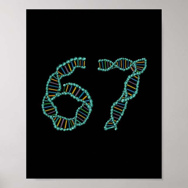 Poster Meme engraçado do número 67 replicação de DNA ciên (Frente)