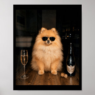 Poster Meme engraçado do Pomerânia bebendo champanhe