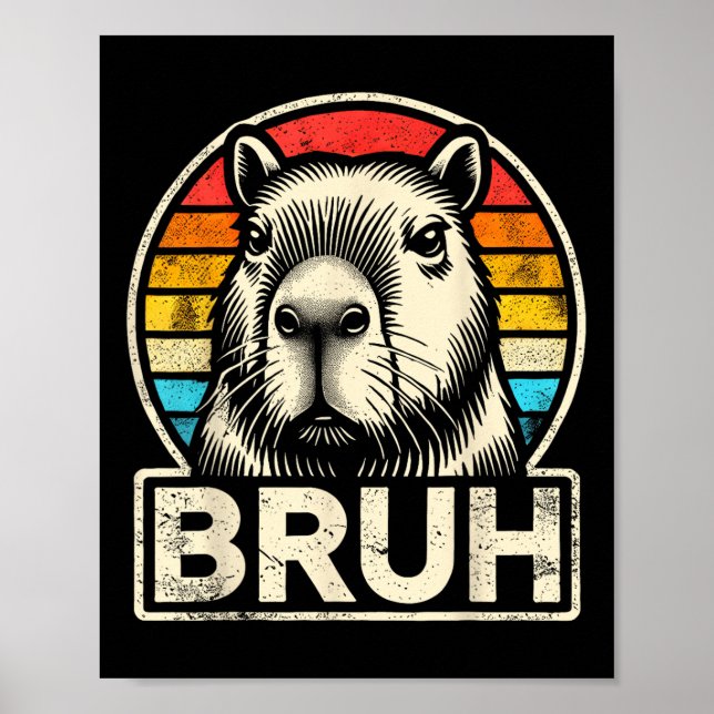 Poster Meme Graphic Capybara Bruh Engraçado Para Meninos  (Frente)
