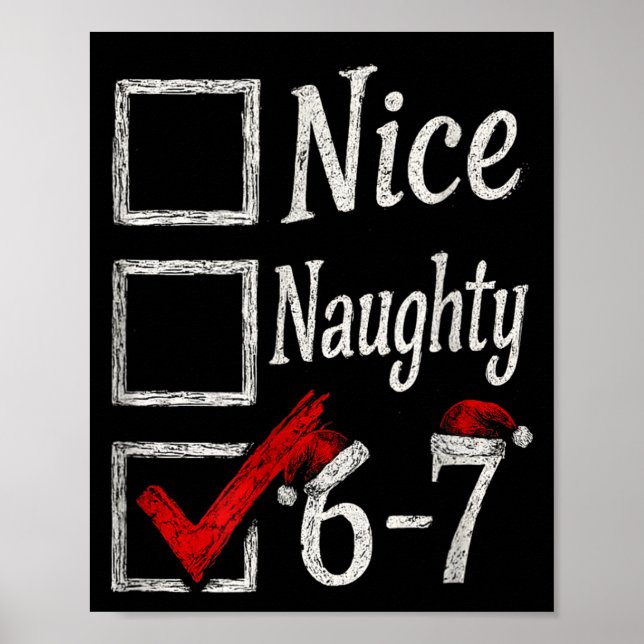 Poster Meme Nice Naughty Christmas Funny Gift Men, Women  (Frente)