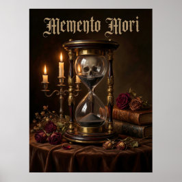 Poster Memento Mori Ampulheta Crânio Vanitas Sombrio
