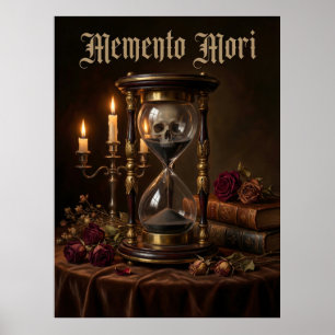 Poster Memento Mori Ampulheta Crânio Vanitas Sombrio