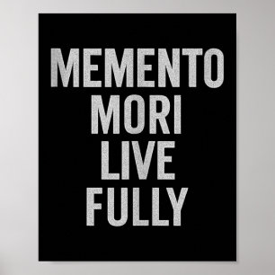 Poster Memento Mori, Live Fully. Stoic, Vintage, Citação.
