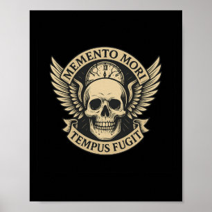 Poster Memento Mori Tempus Fugit Citação Latina de Estoqu