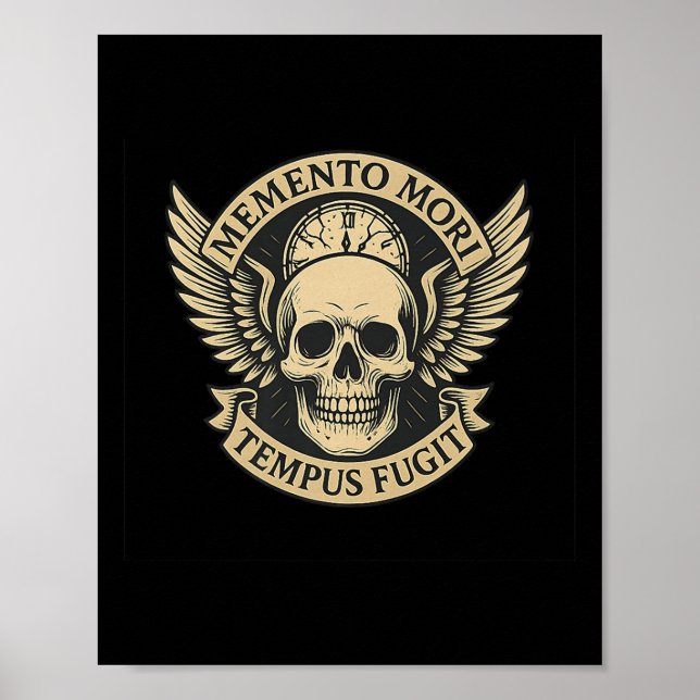 Poster Memento Mori Tempus Fugit Cotação Latina de Cotaçã (Frente)