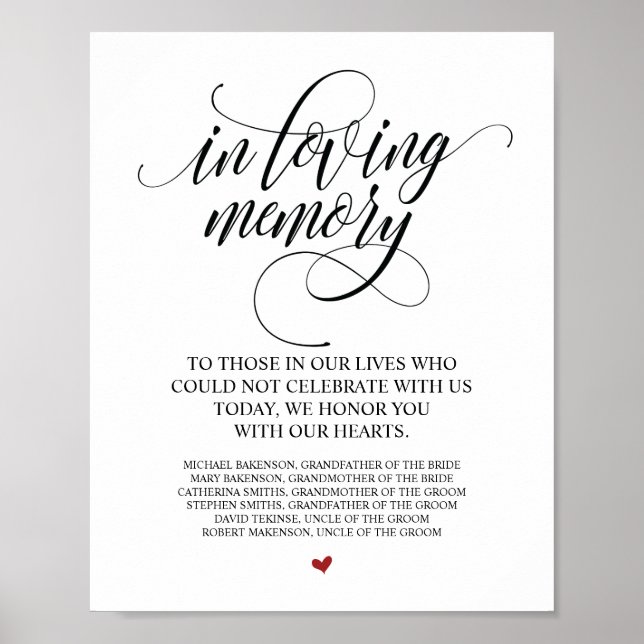 Poster Memória Adorável Em Nosso Sinal De mesa Memorial D (Frente)