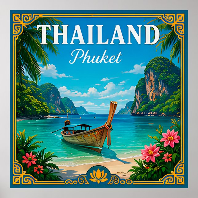 Poster 🌴 Memória da Praia de Phuket Tailândia da Viagem  (Frente)