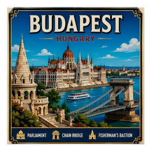 Pôster 🧲 Memória de Viagem de Budapeste Hungria para Vis