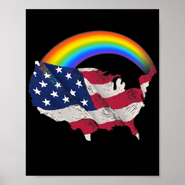 Poster Memória LGBTQ Bandeira Americana Arco-Íris (Frente)