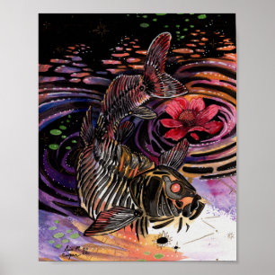 Poster Memória Mapas Autumn Vibes Koi Skeleton Reflexões