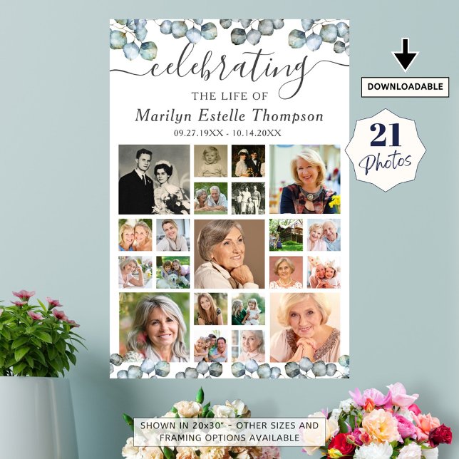 Poster Memorial 21 Colagem de Fotos Eucalipto Letra (Criador carregado)