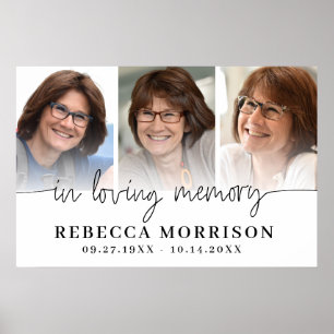 Poster Memorial 3 Fotos Script Em Memória Carinhosa