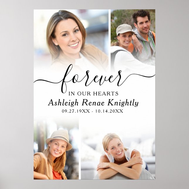 Poster Memorial 4 Fotos Para Sempre em nossos Corações Ro (Frente)