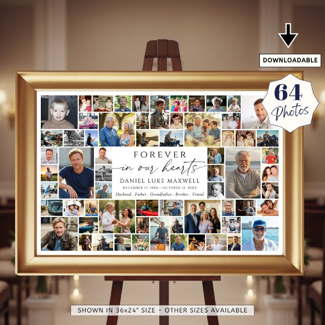 Poster Memorial 64 Photo Collage Forever In Our Hearts (Criador carregado)