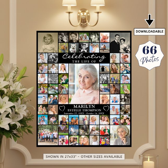 Poster Memorial 66 Photo Collage Celebrating the Life of (Criador carregado)
