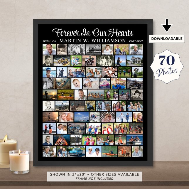Poster Memorial 70 Colagem de Fotos Simples Personalizada (Criador carregado)