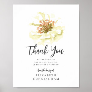 Poster Memorial Botânico Floral Aquarela Moderna Obrigado