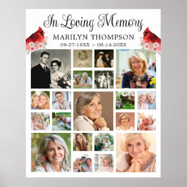Poster Memorial Cardeal Floral Colagem de 21 Fotos