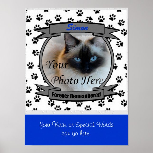 Pôster Memorial Cat Forever Lembrado - Pet Masculino Perd (Frente)