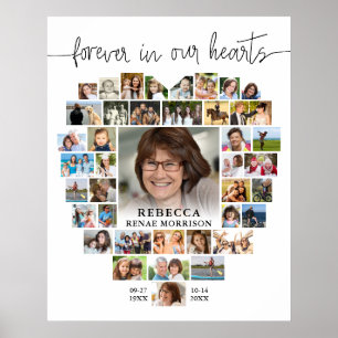 Poster Memorial Coração em Forma de 40 Script de Colagem