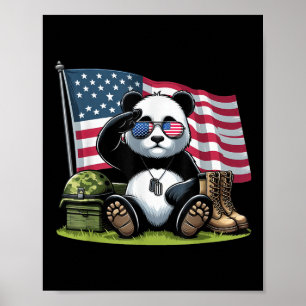 Poster Memorial Da Bandeira Americana Do Panda Dia 4 De