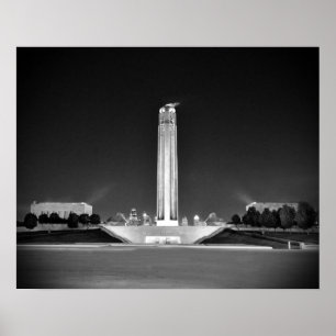 Poster Memorial da liberdade, Kansas City, Missouri BW