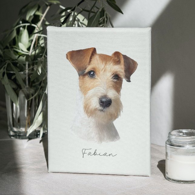 Poster Memorial de Arte de Muro de Cachorro Personalizado (Custom pet portrait. Dog portrait. Cute fox terrier portrait
)