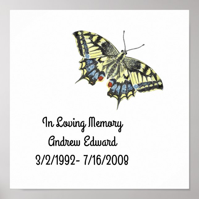 Poster Memorial de Borboleta Personalizado (Frente)