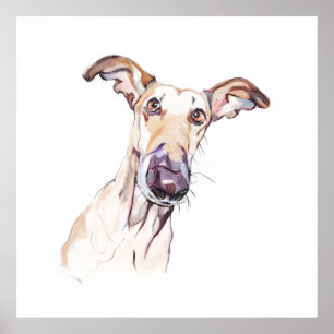 Poster Memorial de estimação Greyhound, Aquarela