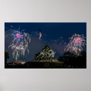 Poster Memorial de Iwo Jima Durante Fogos de Artifício no