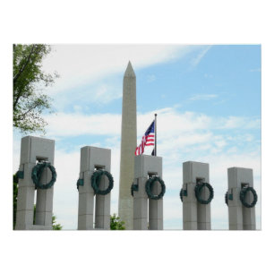 Pôster Memorial do Washington Monument e da Segunda Guerr